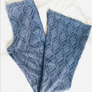FREE PEOPLE Blue Textured Bellbottom Pants